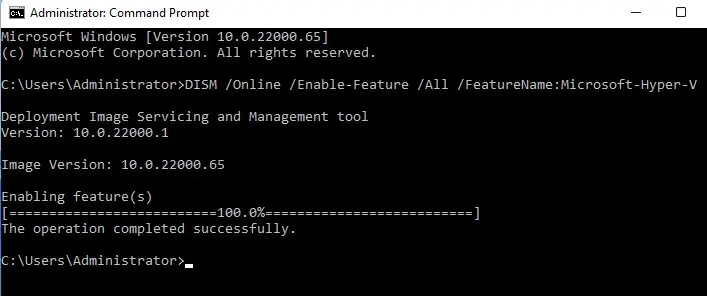 Enable Hyper-V command prompt