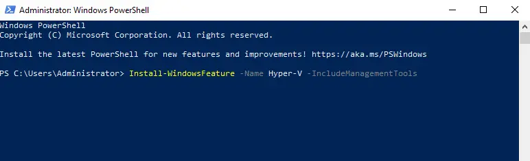 Enable Hyper-V role PowerShell