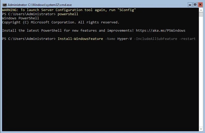 Enable Hyper-V role command