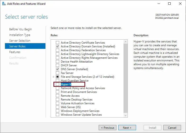 Enable Hyper-V role