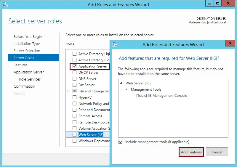 Enable application server roles