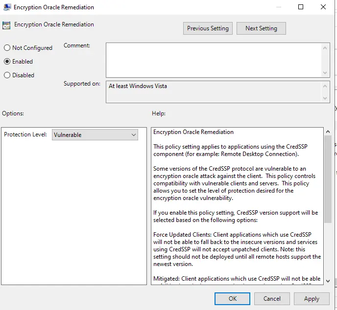 Enable encryption oracle remediation