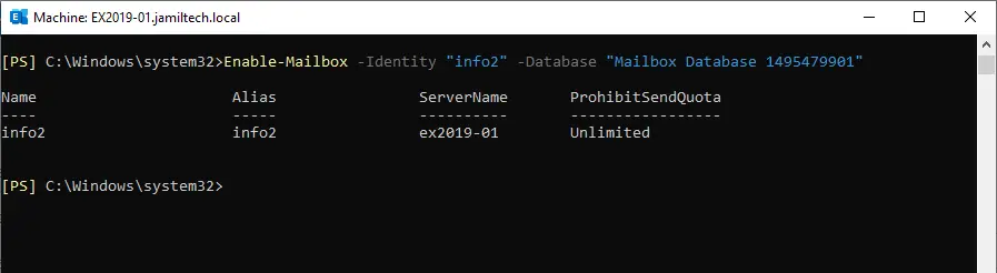 Enable mailbox PowerShell command