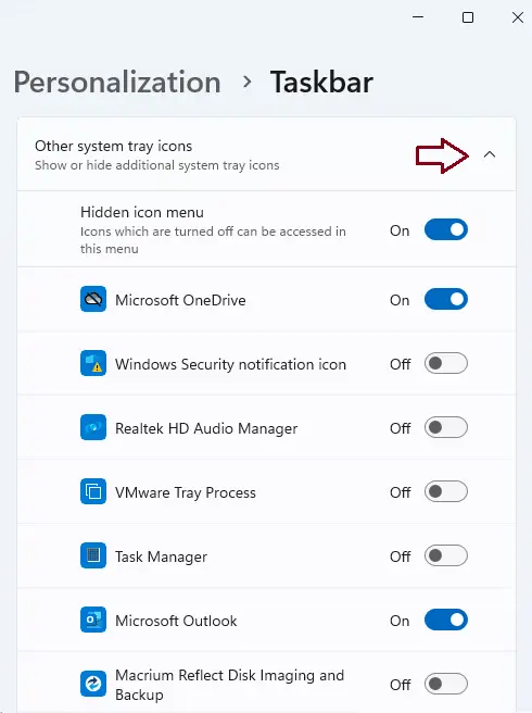 Enable or disable outlook email notification