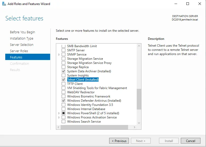 Enable telnet features