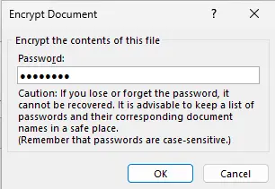 Encrypt document in Word password