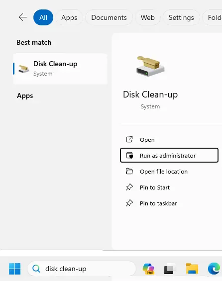 Search disk clean-up