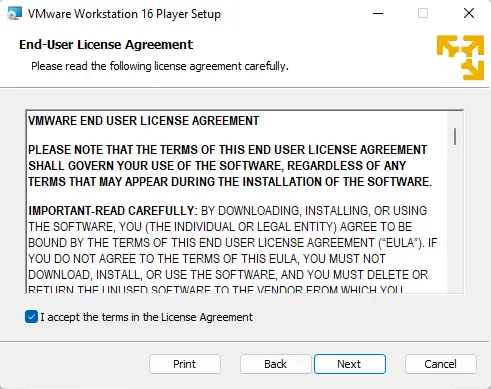 End user license agreement VMware