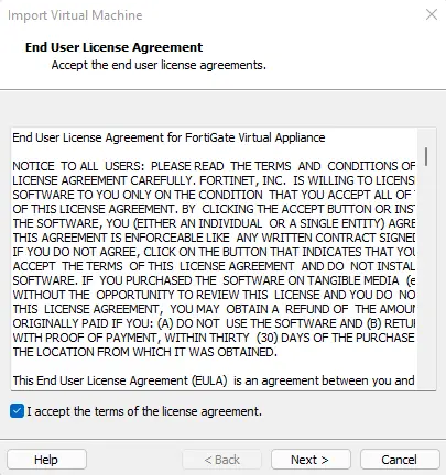 End user license agreement fortigate