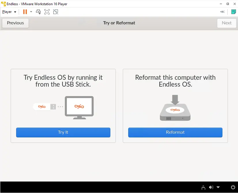 Endless OS Linux try or format