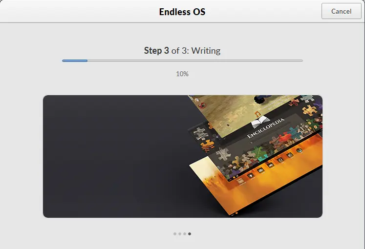 Endless OS USB writing process