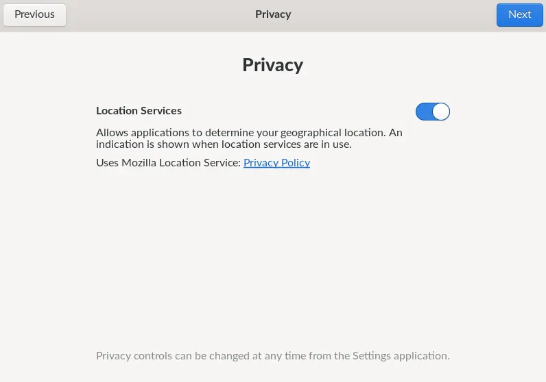 Endless OS setup privacy