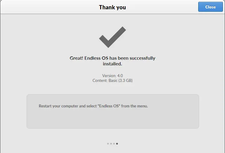 Endless OS successfully installed