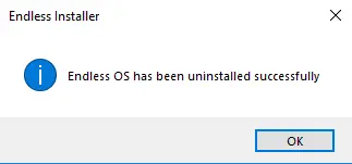 Endless OS successfully uninstalled
