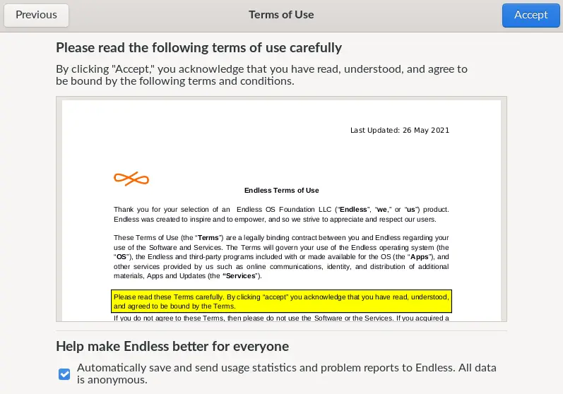 Endless OS terms of use