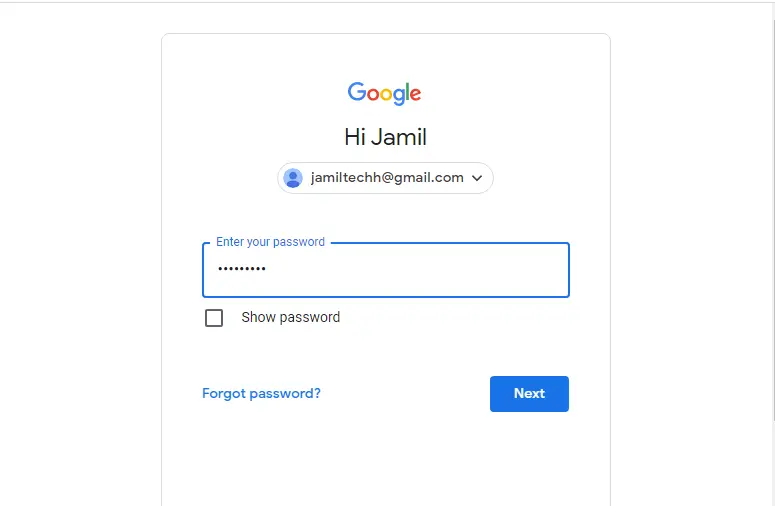 Enter Gmail password