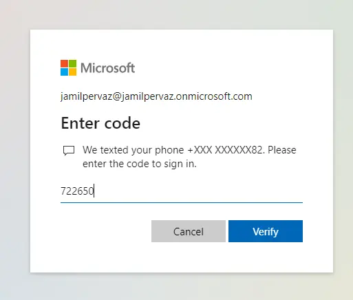 Enter code Microsoft 365