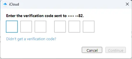 Enter the verification code iCloud