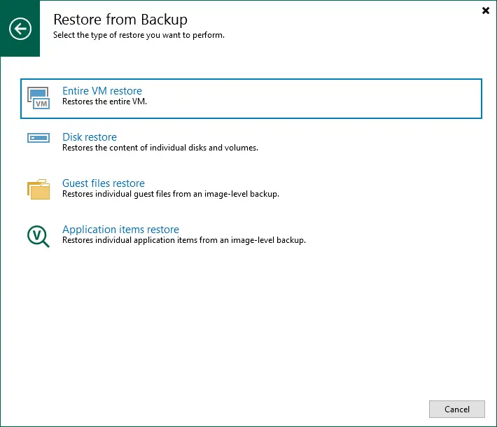 Entire VM restore Veeam