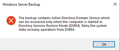 Error directory services restore mode