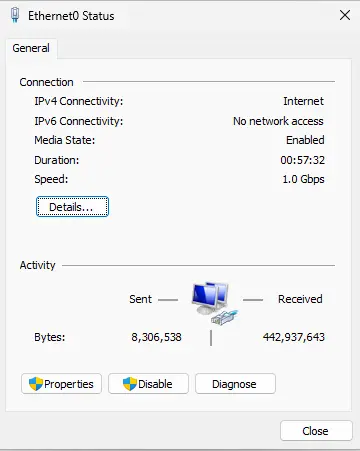 Ethernet status