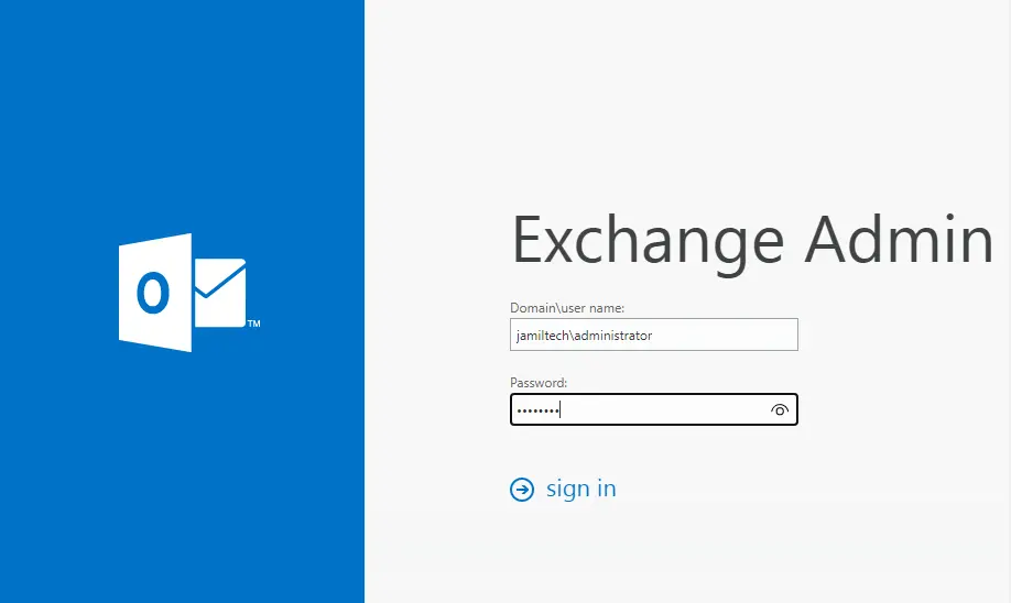 Exchange admin center domain username login