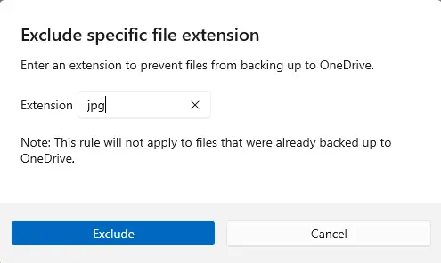 Exclude specific file extension