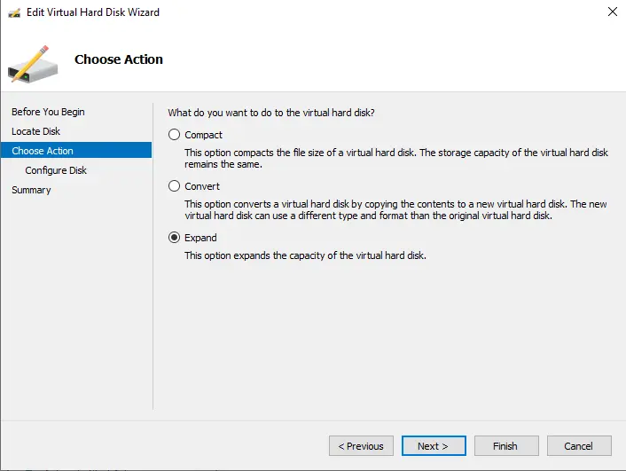 Expand Hyper-V disk size