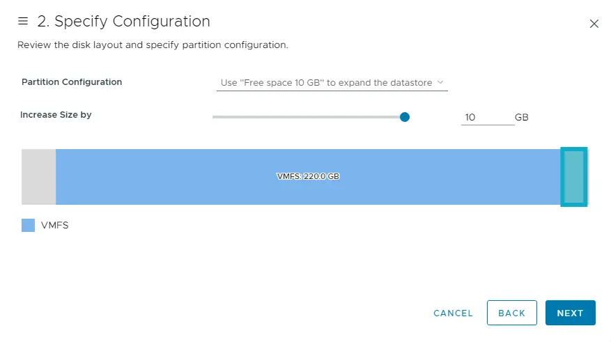 Expand VMFS datastore capacity