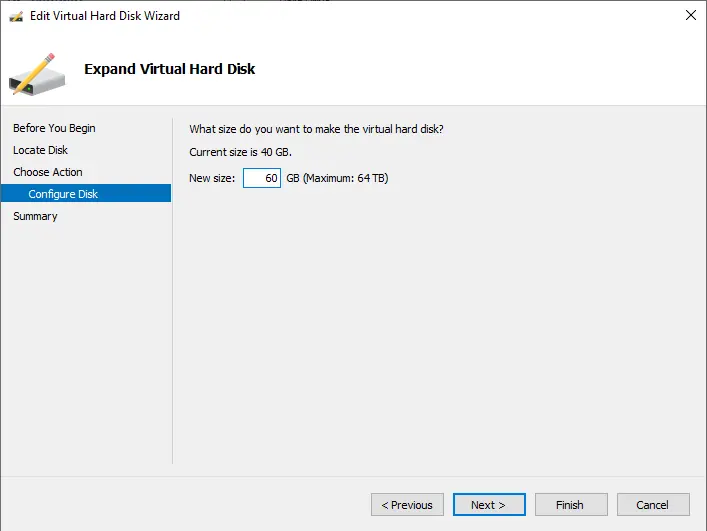 Expand disk size virtual machine