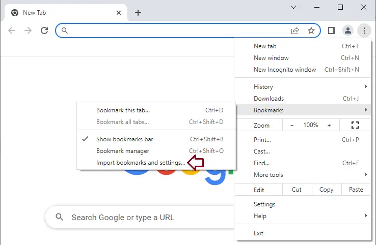 Export and Import Bookmarks Chrome