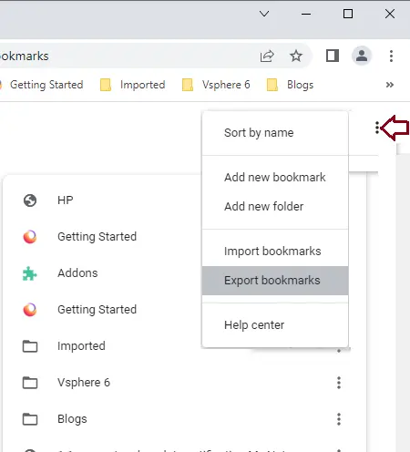 Export bookmarks Chrome