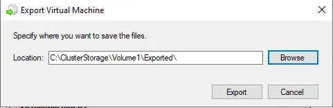 Export virtual machine Hyper-V