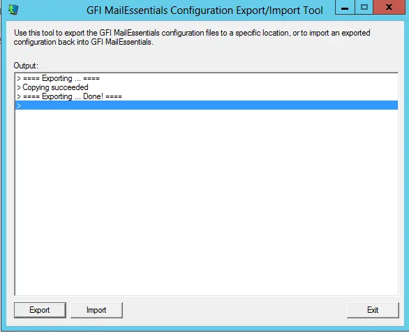 Exported configuration GFI Mailessentials