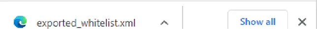 Exported whitelist xml file Edge