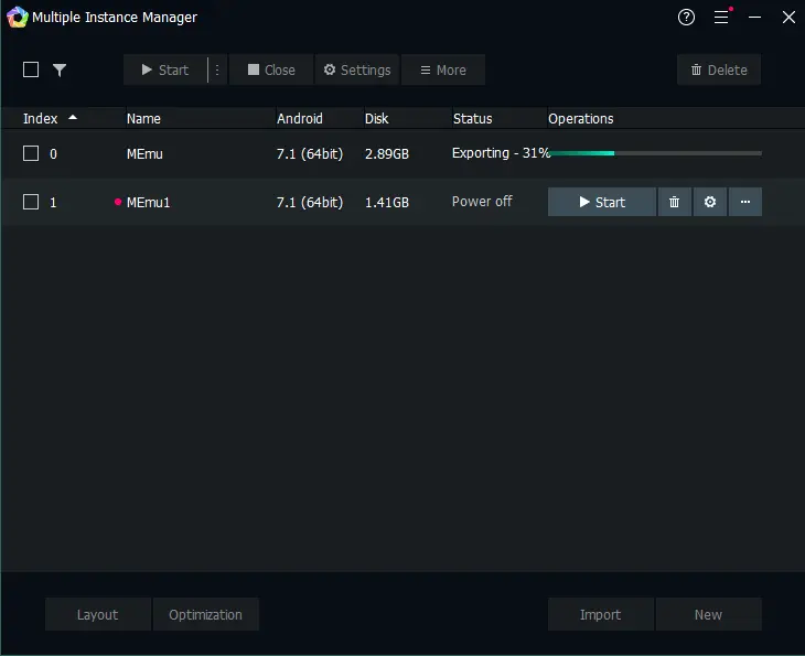 Exporting multiple instance manager