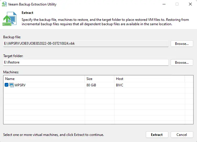 Extract utility Veeam backup & replication