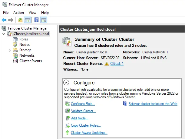 Failover cluster manager