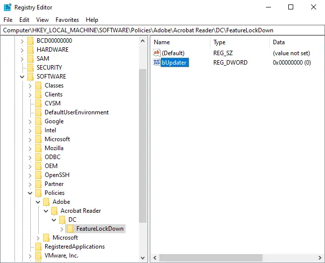 Featurelockdown registry editor