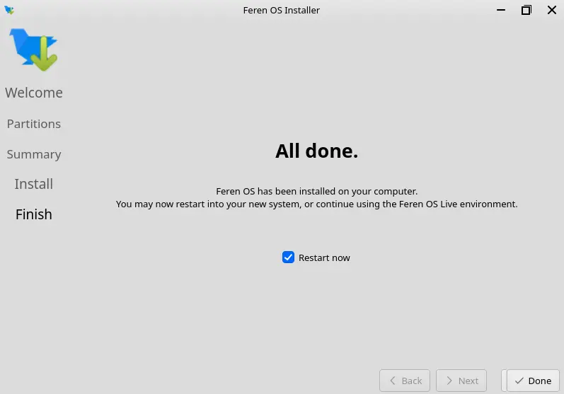 Feren OS installer all done