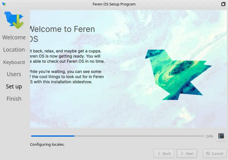 Feren OS set up progress