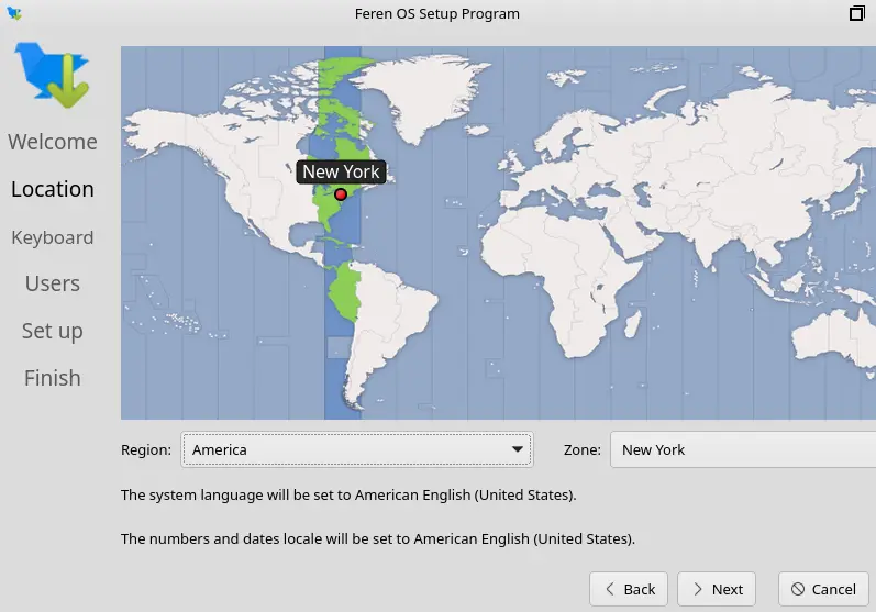 Feren OS setup progress location