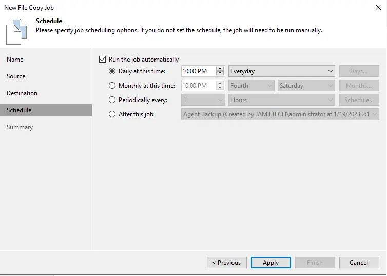 File copy job schedule