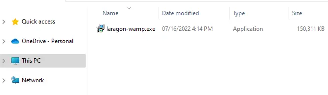 File explorer Laragon setup file