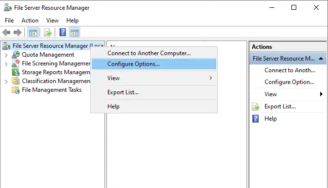 File server Configure Options