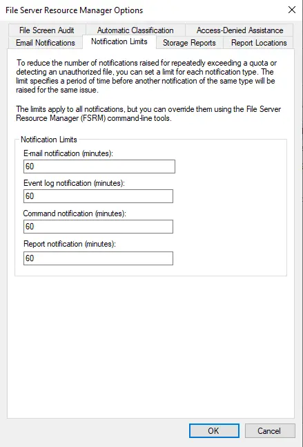 File server notification limits