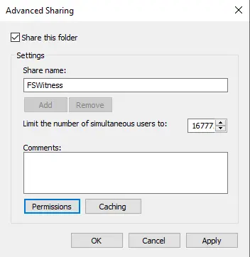 File share witness advance sharing