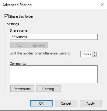 File share witness advance sharing