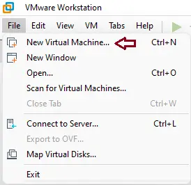 File tab new virtual machine
