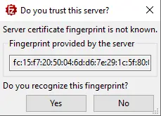 FileZilla FTP Server certificate fingerprint